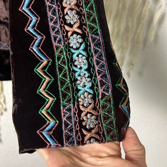 Sandy Starkman Chocolate Brown Embroidered Velvet Blazer M - Picture 6 of 12